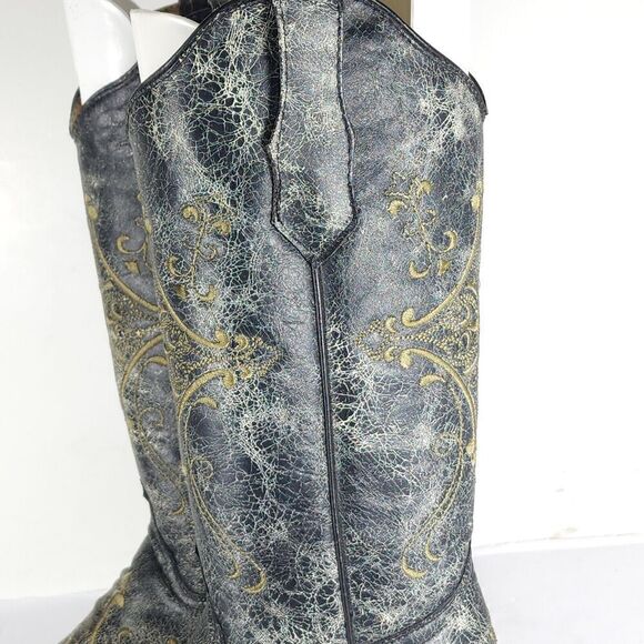 CORRAL Circle G Women’s US6,5M Gray Leather Crackle Distressed Western Boots - Picture 15 of 16